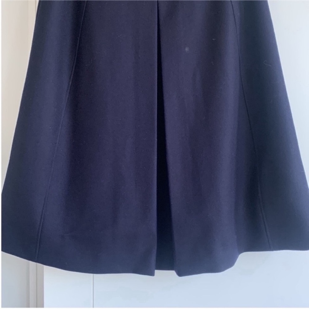 J. Crew Collection Navy Blue Wool Double Breasted Leather Trim Cape XS/S - Picture 10 of 12
